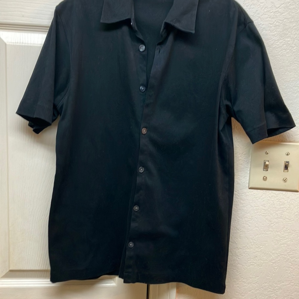 Black short sleeved collared shirt